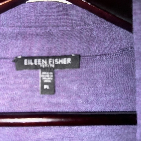 Eileen Fisher petite purple merino wool cardigan. Good used condition - Picture 3 of 5